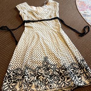 Polka dot cream and black dress